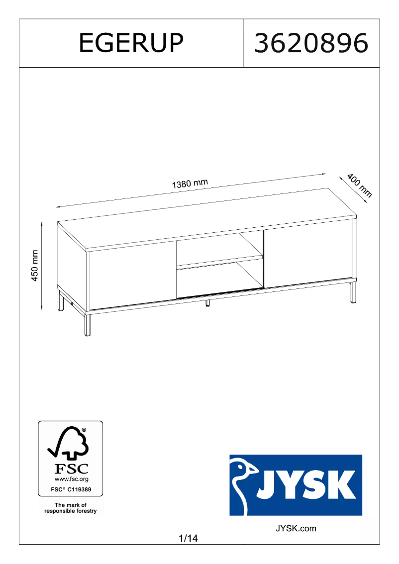 Page 1 de la notice Manuel utilisateur JYSK Egerup