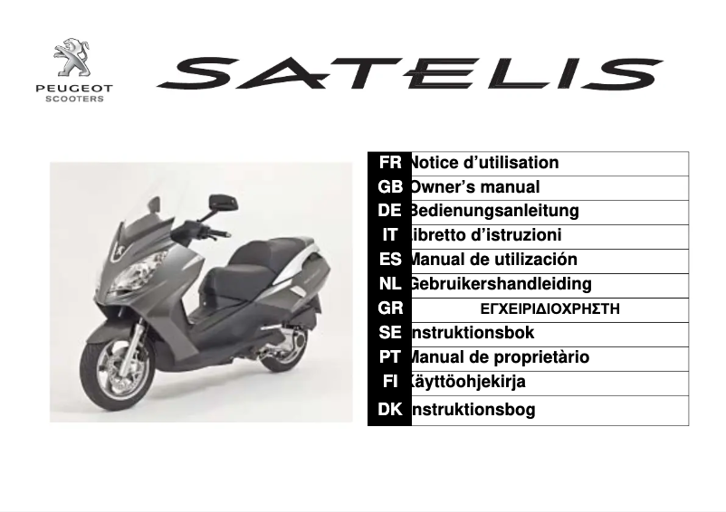 Page 1 de la notice Manuel utilisateur Peugeot Satelis 2 300cc