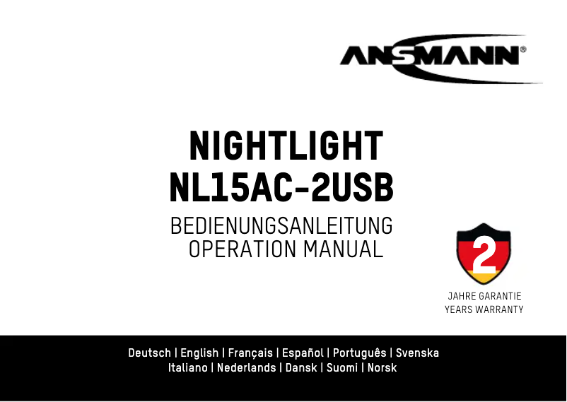 Page n°1 - Manuel utilisateur Ansmann NL15AC-2USB