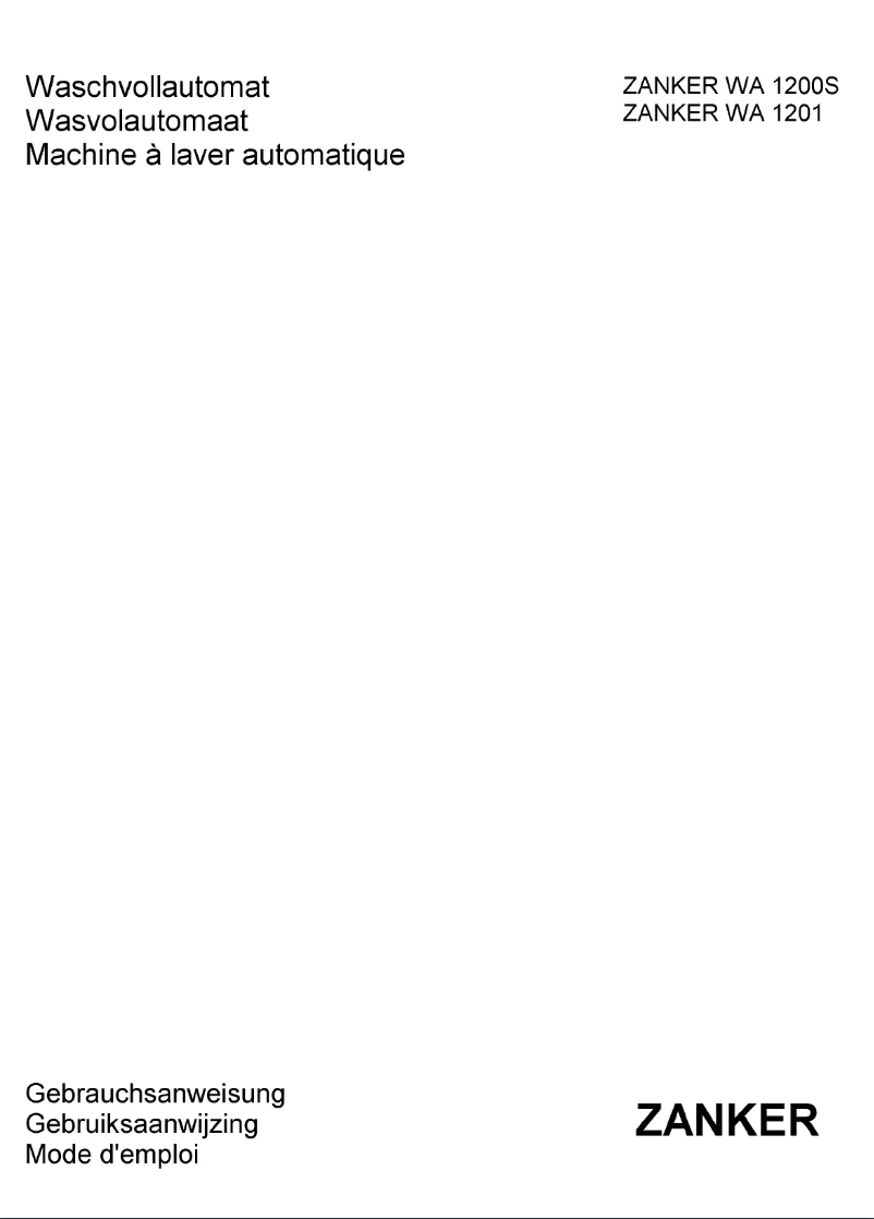 Page 1 de la notice Manuel utilisateur Zanker WA1201