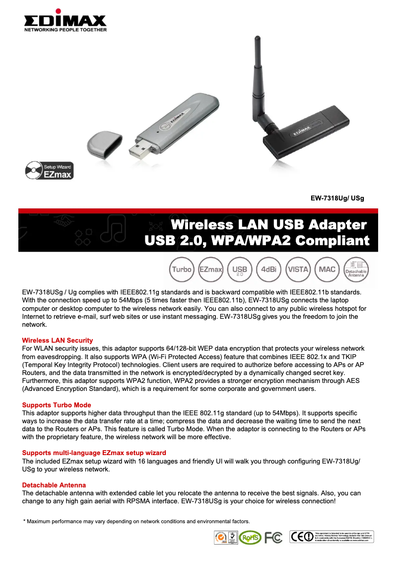 Página 1 del manual Ficha técnica Edimax EW-7318Ug