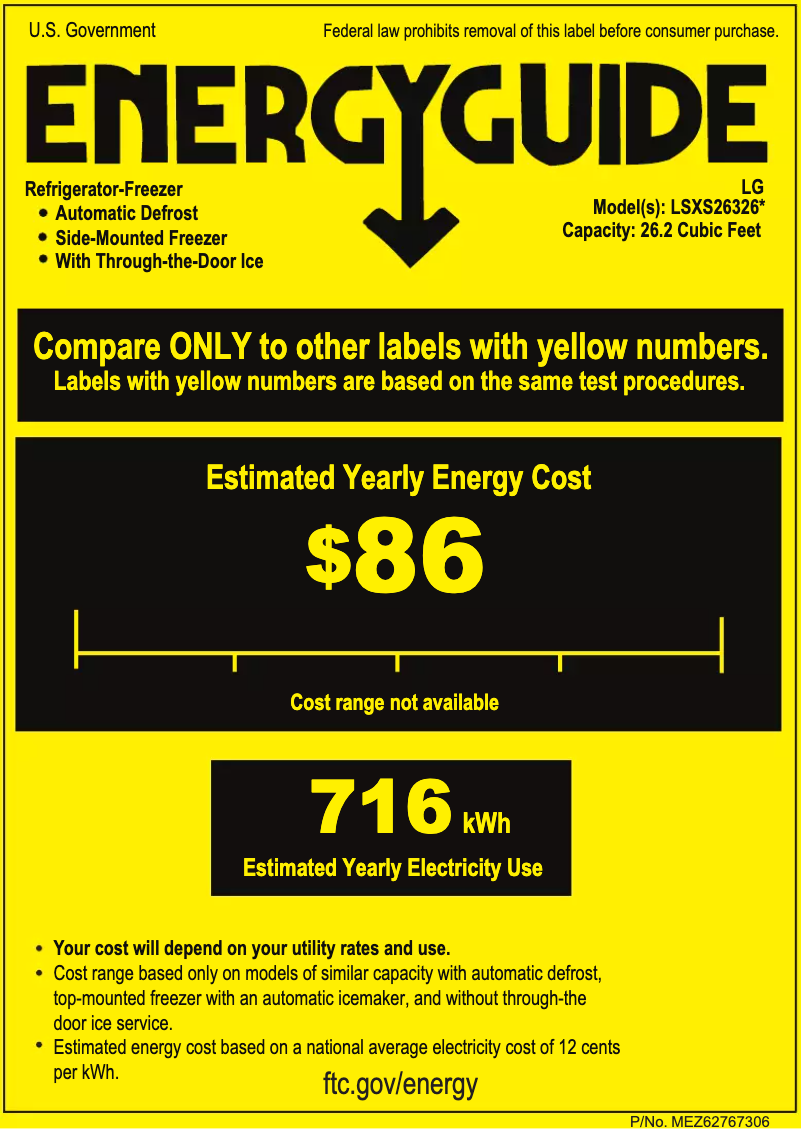 Page 1 de la notice Label énergétique LG LSXS26326