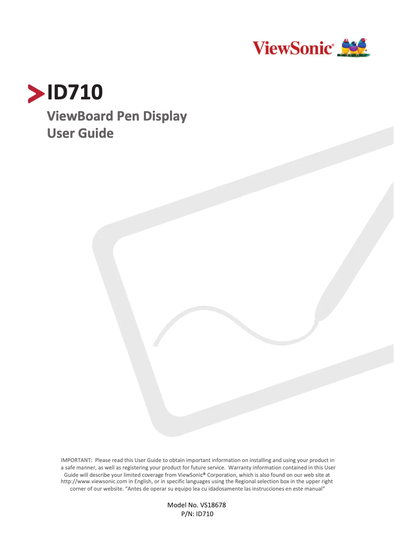 Page 1 de la notice Manuel utilisateur Viewsonic ID710