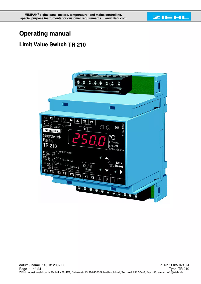 Image de la première page du manuel de l'appareil TR 210