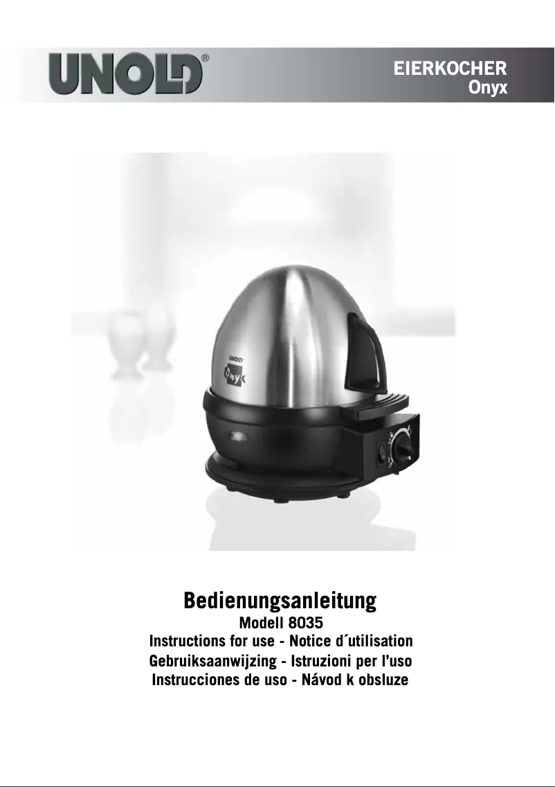 Page 1 de la notice Manuel utilisateur Unold Onyx 8035