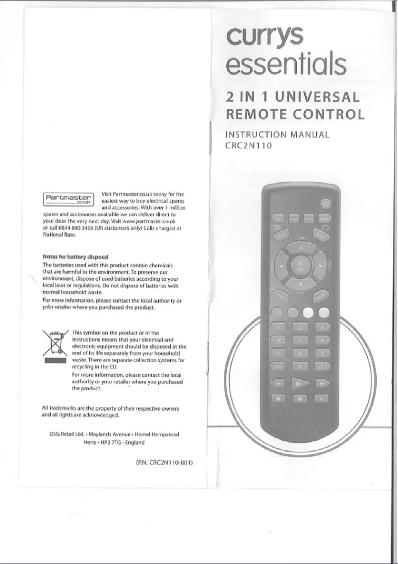 Page n°1 - Manuel utilisateur Currys Essentials CRC2N110