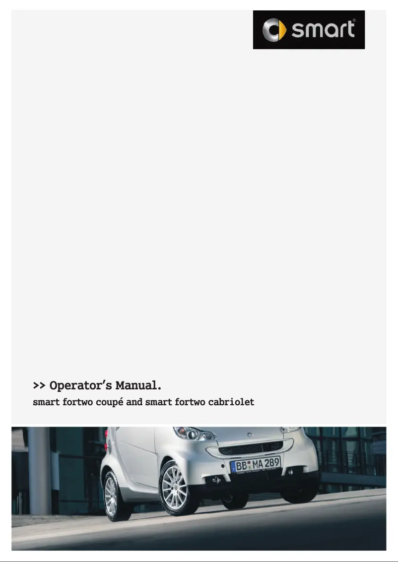 Page 1 de la notice Manuel utilisateur Smart Fortwo (2010)