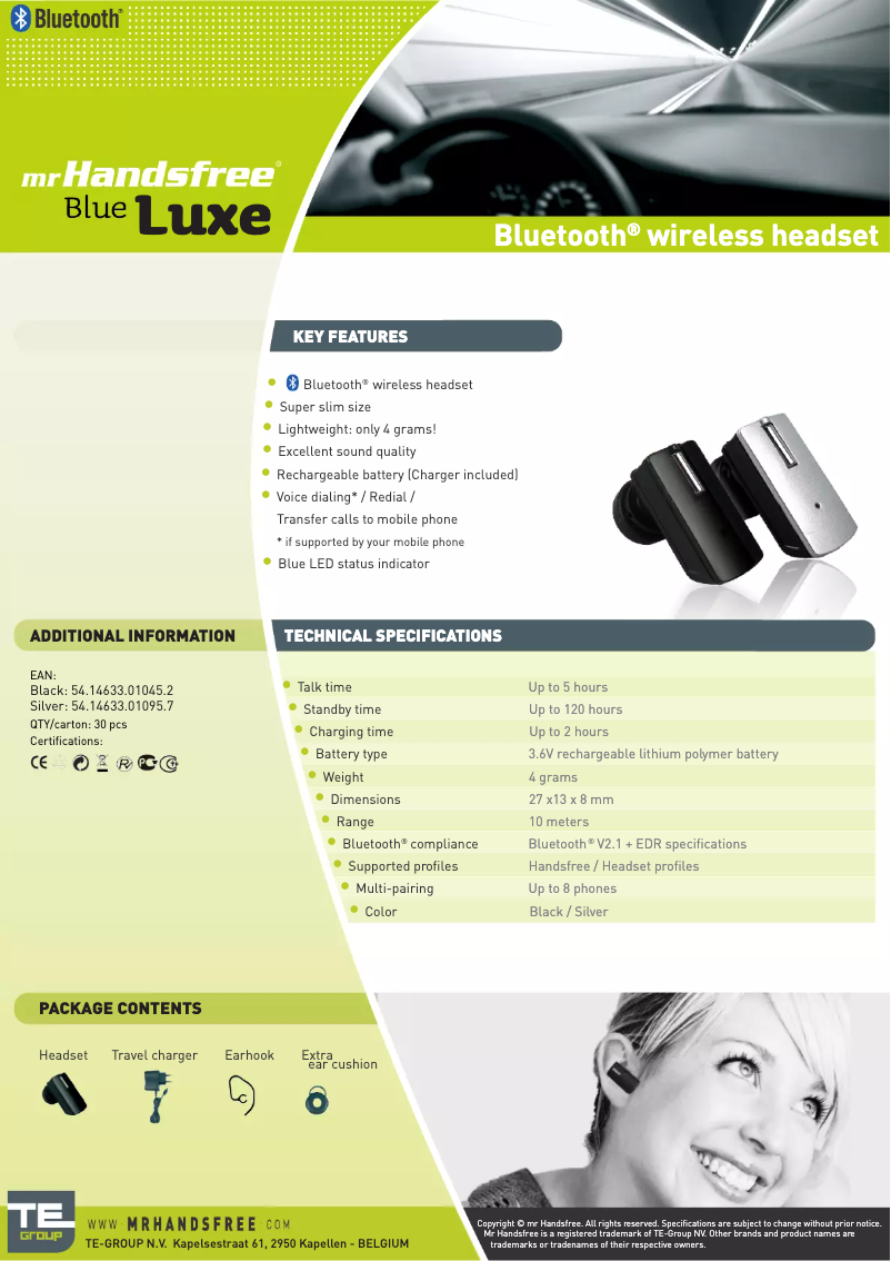 Page n°1 - Manuel utilisateur Mr. Handsfree CEL.MRH-LUXE