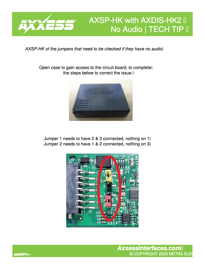 Page n°1 - Manuel utilisateur Metra AXSP-HK