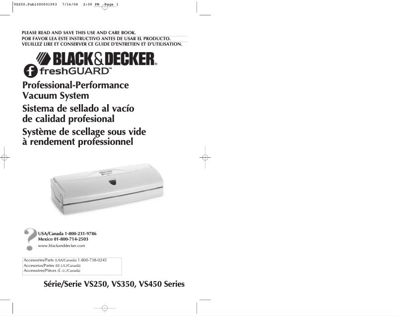 Página 1 del manual Manual de usuario Black & Decker VS250