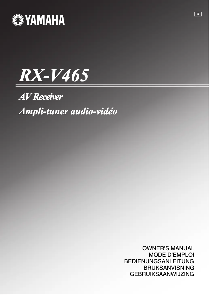 Image de la première page du manuel de l'appareil RX-V465