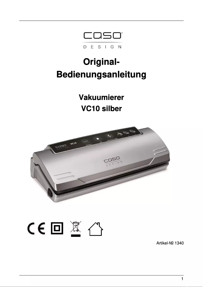 Page n°1 - Manuel utilisateur Caso VC10