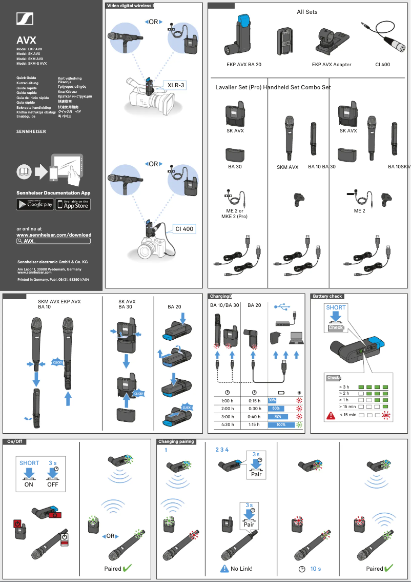 Page 1 de la notice Manuel utilisateur Sennheiser AVX-835
