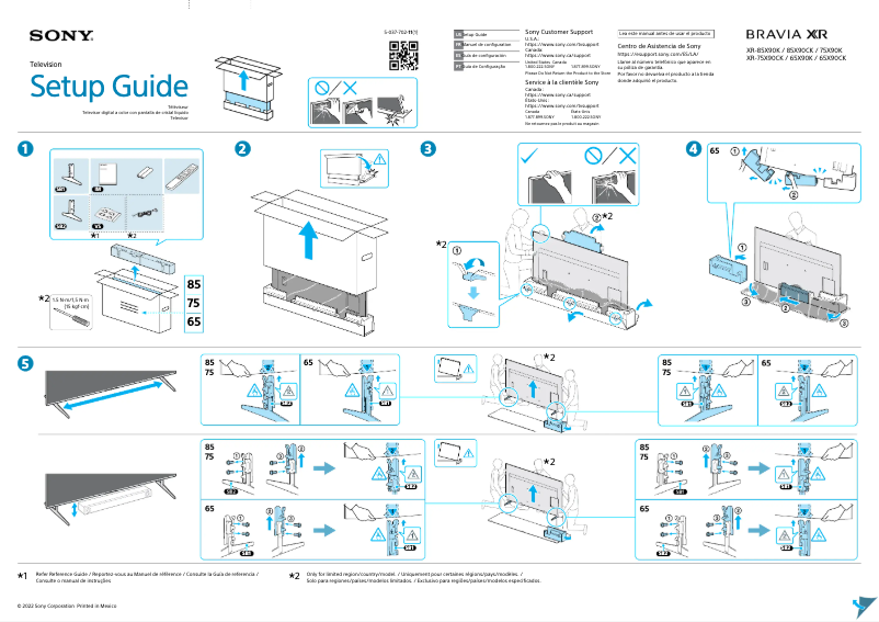 Page 1 de la notice Guide d'installation Sony XR-65X90CK