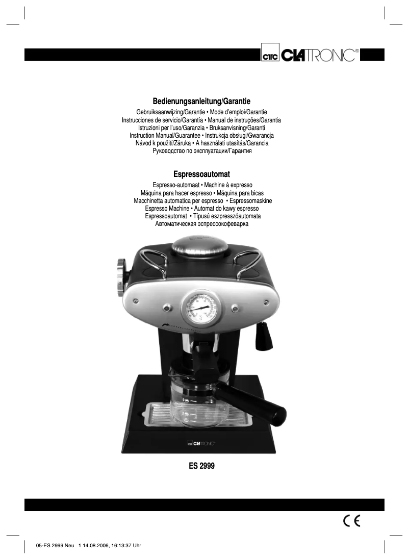 Page 1 de la notice Manuel utilisateur Clatronic ES 2999