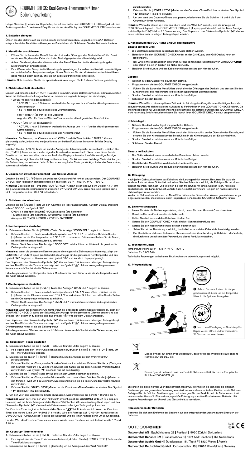 Page 1 de la notice Manuel utilisateur Outdoorchef Gourmet Check