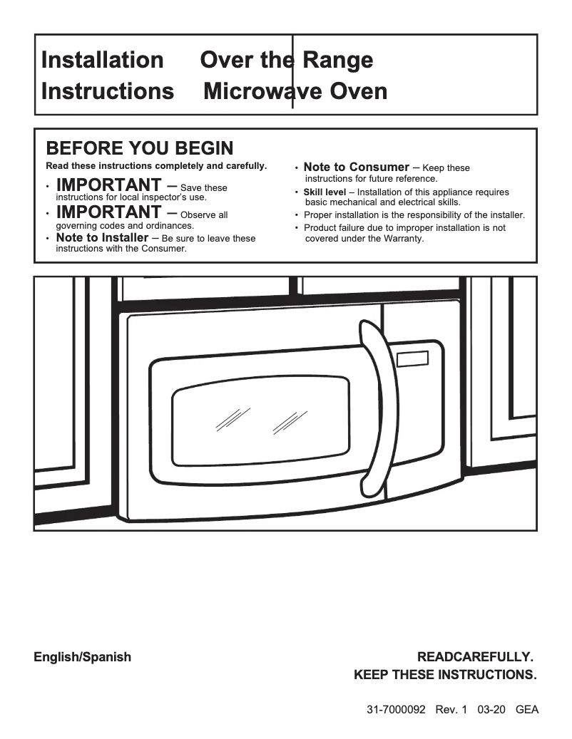 Page 1 of the manual Installation Guide GE Café CVM517P2MS1