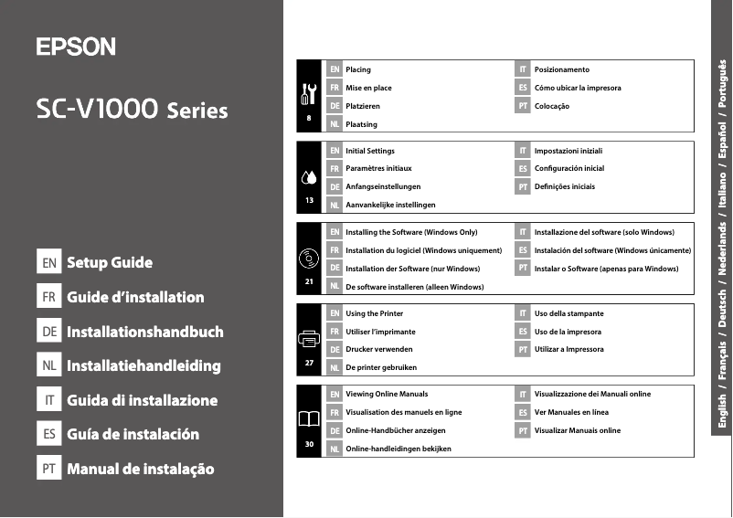 Page 1 de la notice Guide d'installation Epson SureColor SC-V1000