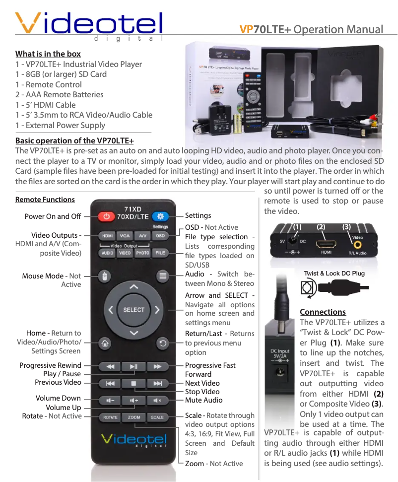 Image de la première page du manuel de l'appareil VP70 LTE+