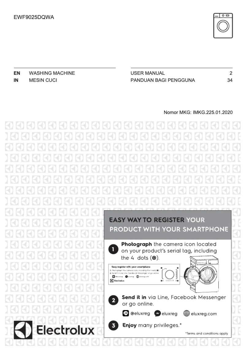 Page 1 de la notice Manuel utilisateur Electrolux EWF9025DQWA