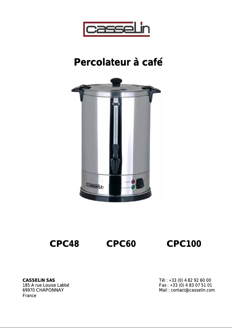 Page n°1 - Manuel utilisateur Casselin CPC60