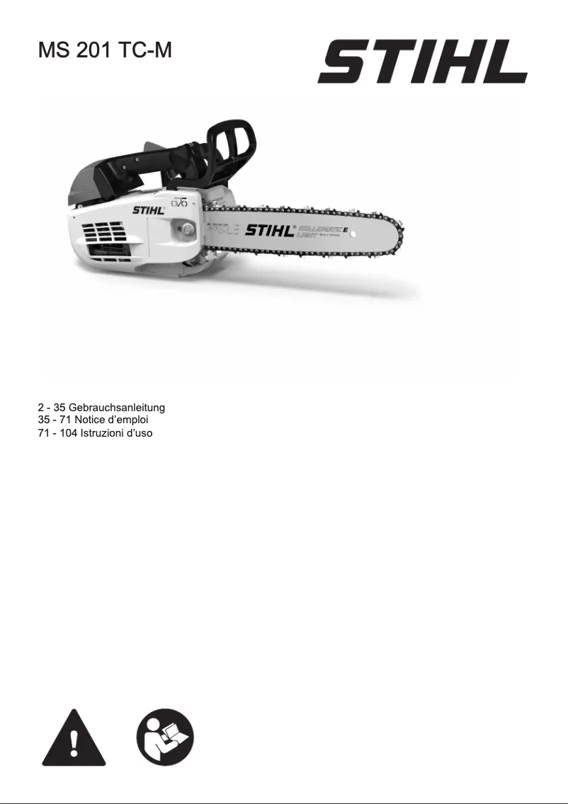 Page 1 de la notice Manuel utilisateur Stihl MS 201 TC-M