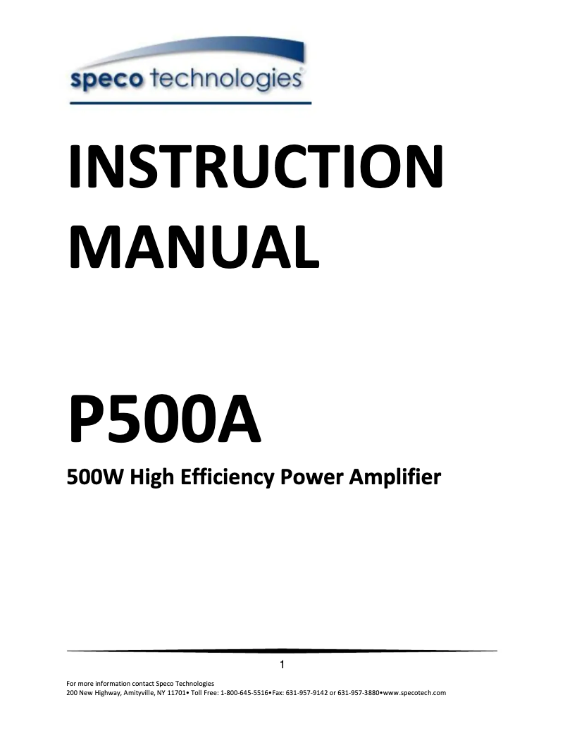 Image de la première page du manuel de l'appareil P500A