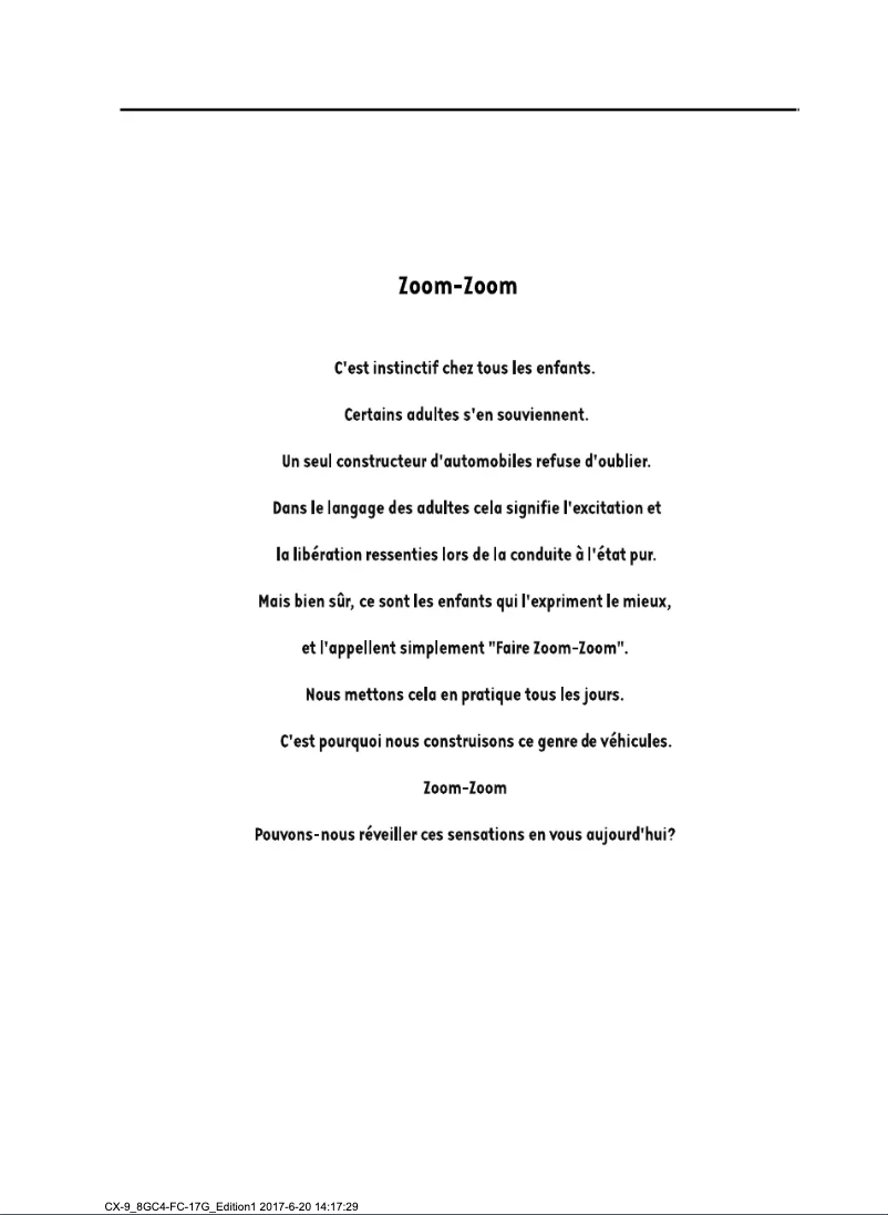 Page 1 de la notice Manuel utilisateur Mazda CX-9 (2018)