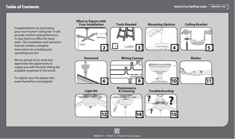 Page 1 de la notice Manuel utilisateur Hunter Caraway 52082