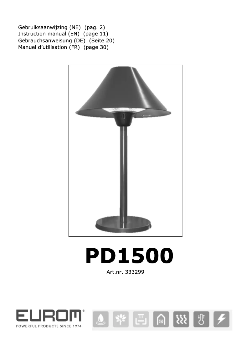 Página 1 del manual Manual de usuario Eurom PD1500