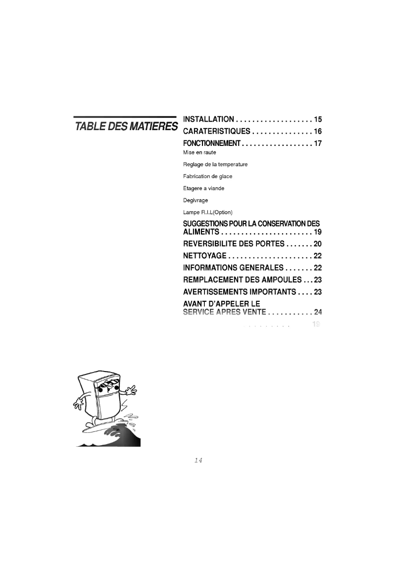 Page 1 de la notice Manuel utilisateur LG GR-282SF