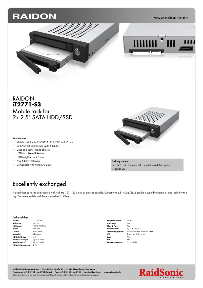 Página 1 del manual Ficha técnica Icy Box iT2771-S3