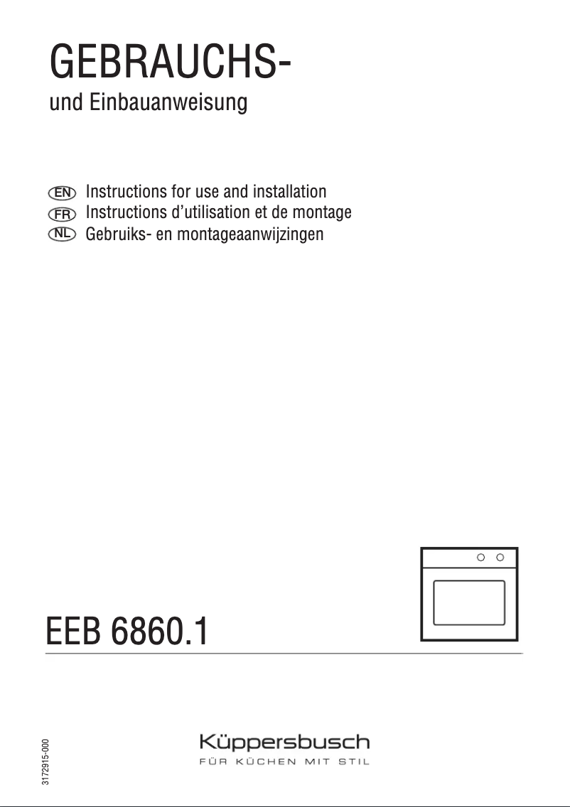 Page 1 de la notice Manuel utilisateur Küppersbusch EEB 6860.1