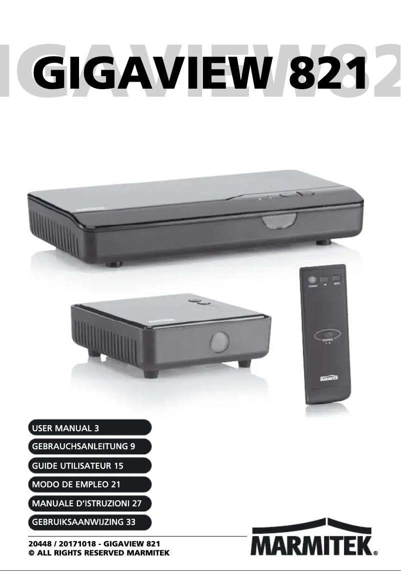 Page 1 de la notice Manuel utilisateur Marmitek Gigaview 821