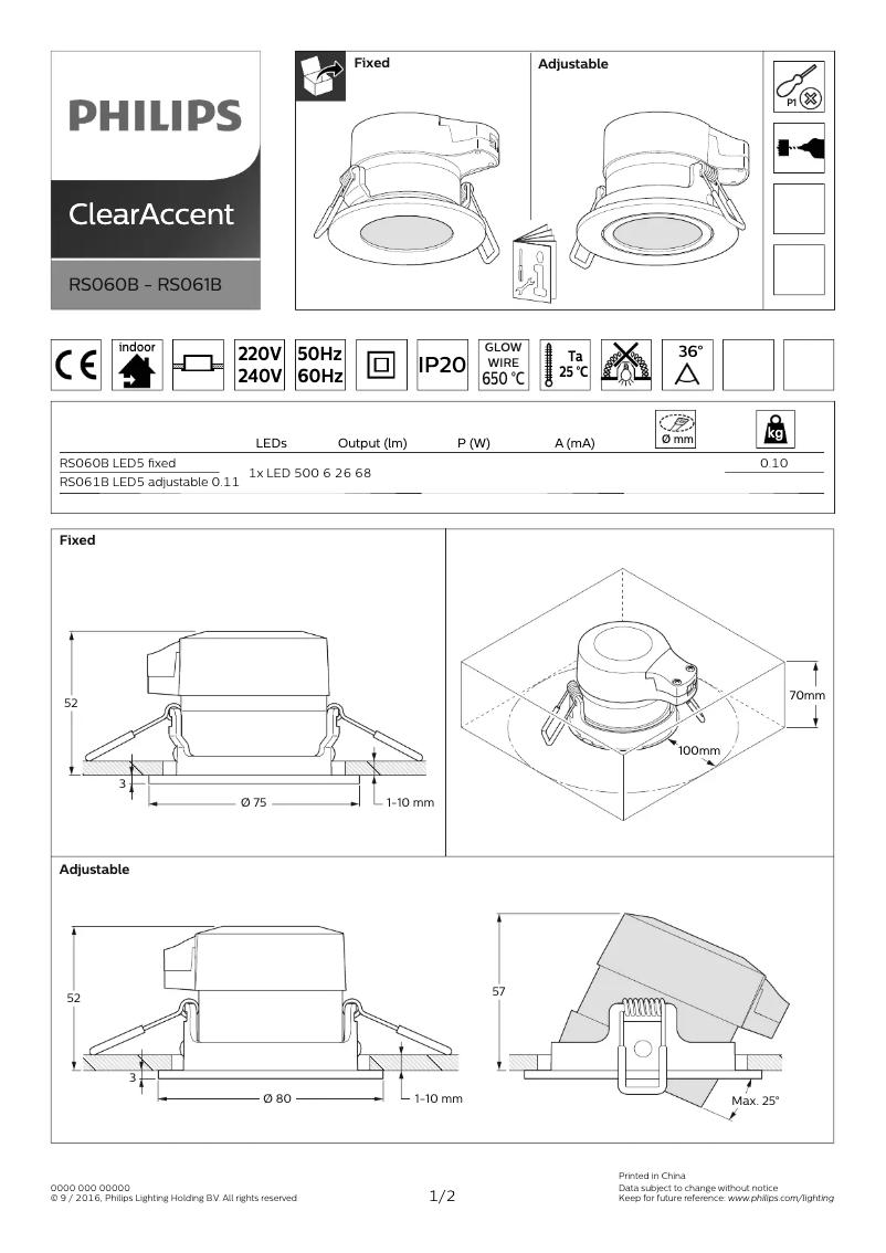 Page n°1 - Manuel utilisateur Philips RS061B
