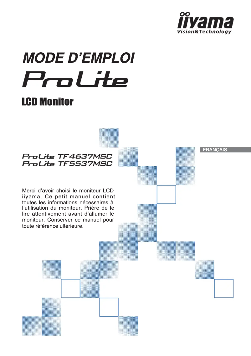 Page 1 de la notice Manuel utilisateur Iiyama ProLite TF5537MSC-W2AG
