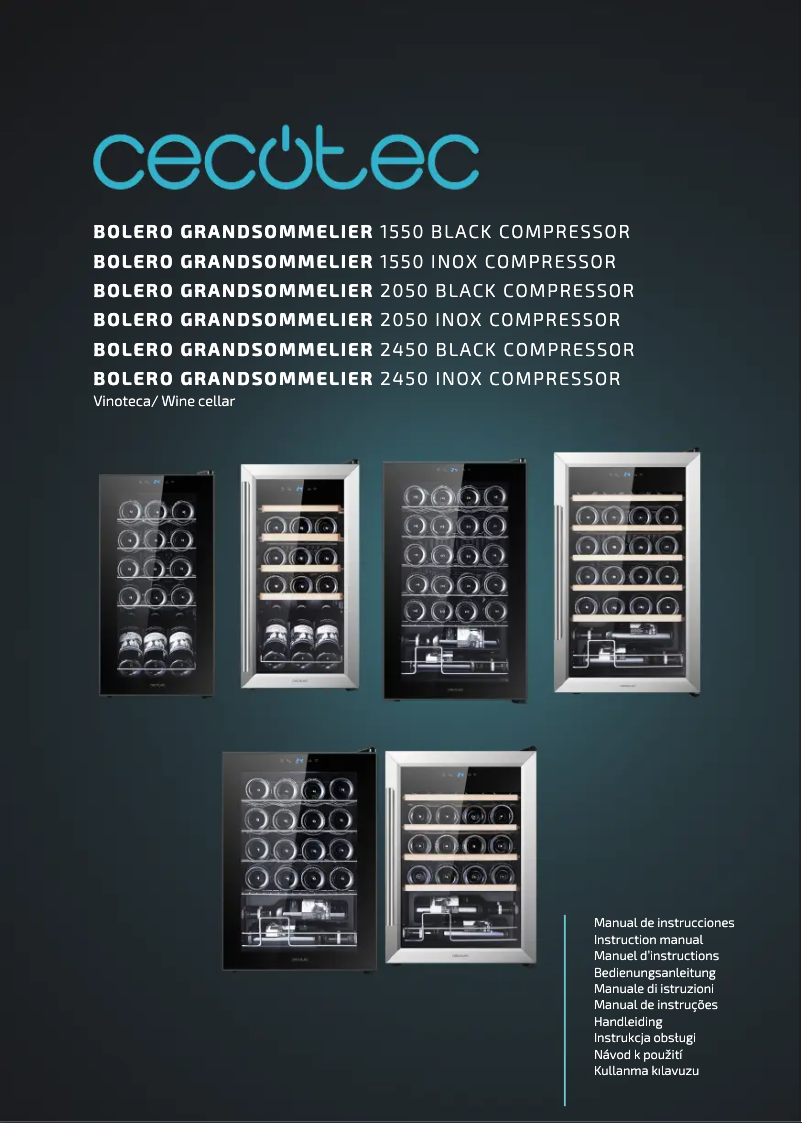 Page 1 de la notice Manuel utilisateur Cecotec Bolero GrandSommelier 1550 Black Compressor