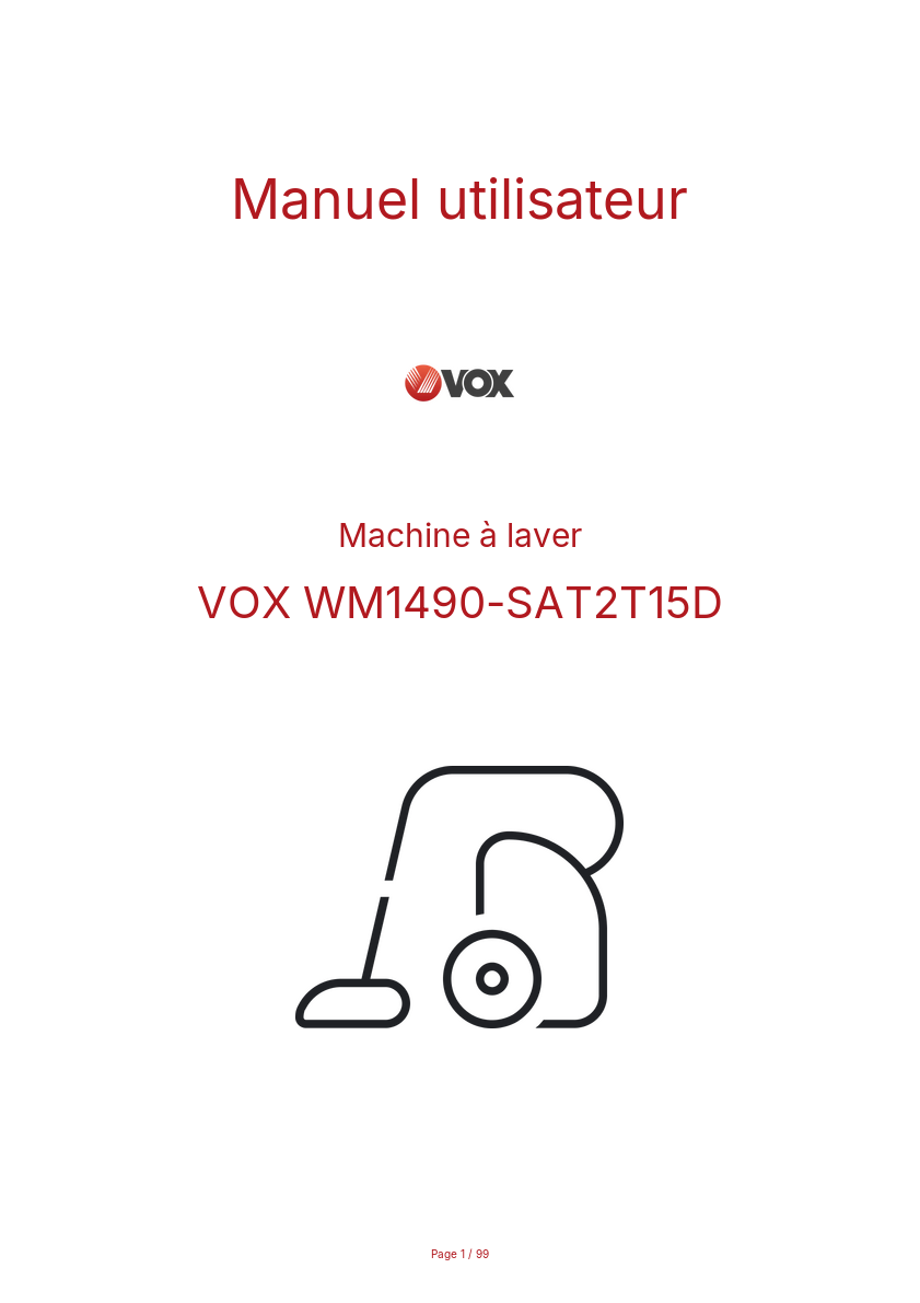 Image de la première page du manuel de l'appareil WM1490-SAT2T15D