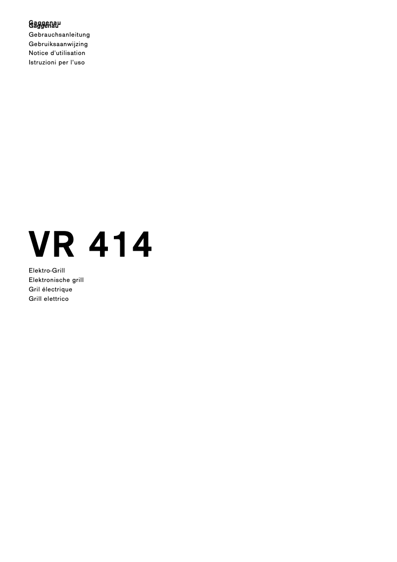 Image de la première page du manuel de l'appareil VR 414