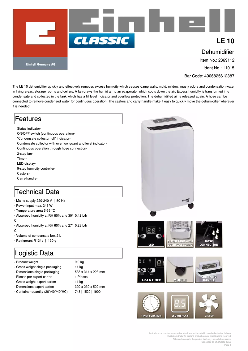 Image de la première page du manuel de l'appareil LE 10