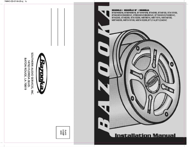 Page n°1 - Manuel utilisateur Bazooka MBTA10100