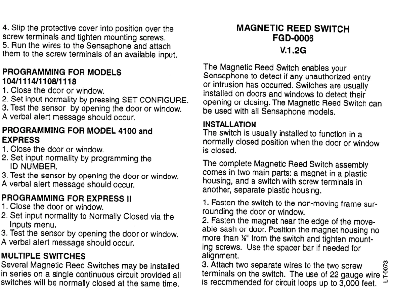 Page n°1 - Manuel utilisateur Sensaphone FGD-0006