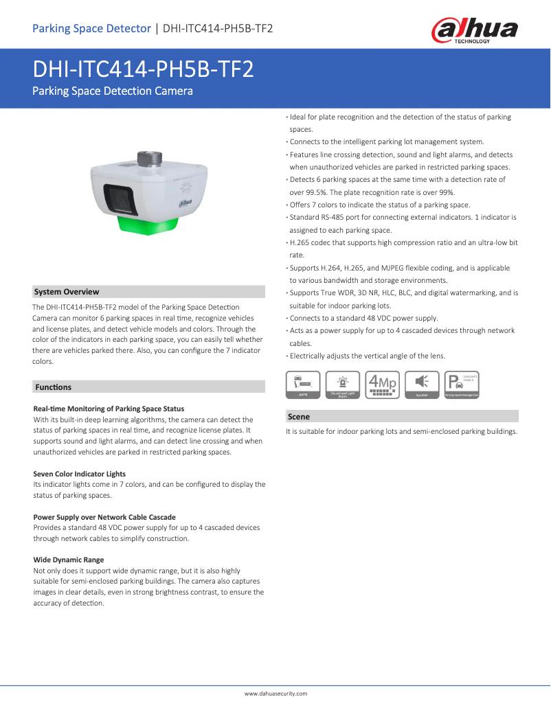 Page n°1 - Fiche technique Dahua Technology ITC414-PH5B-TF2