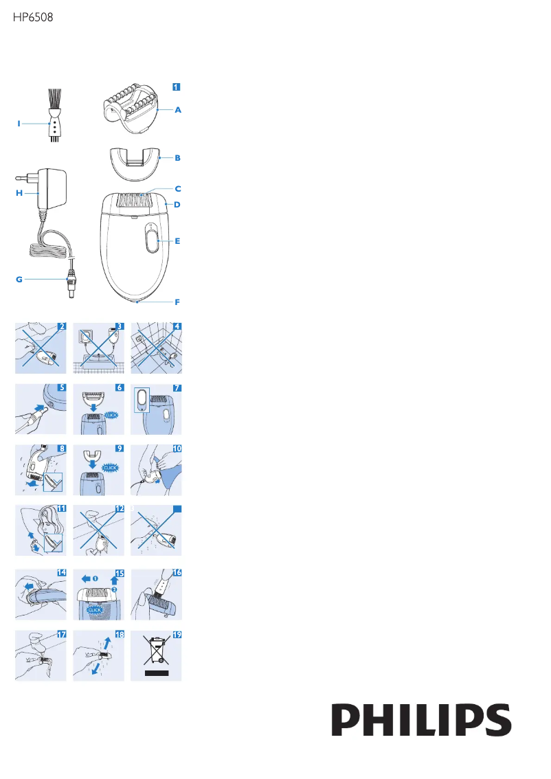 Page 1 de la notice Manuel utilisateur Philips Satinelle HP6508