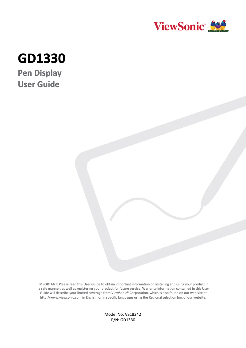Page n°1 - Manuel utilisateur Viewsonic GD1330