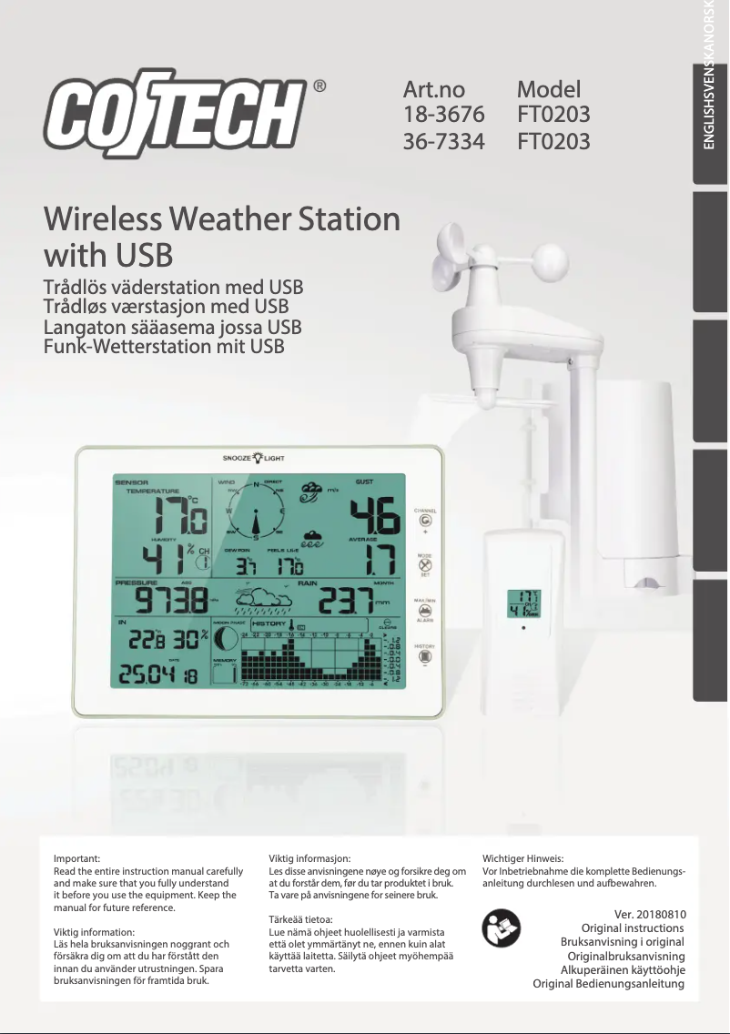 Imagen de la primera página del manual del dispositivo FT0203