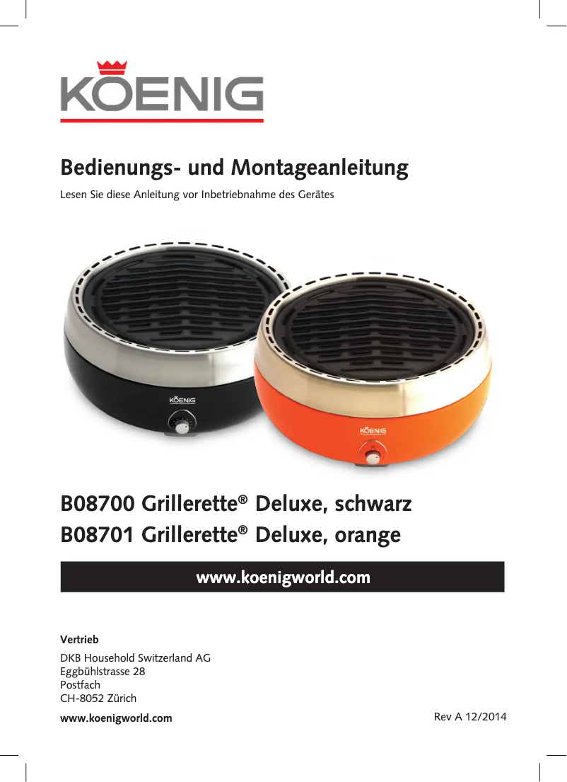 Page 1 de la notice Manuel utilisateur Koenig B08700