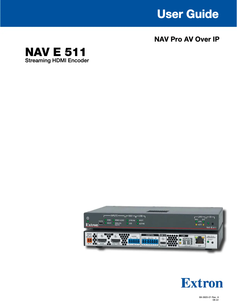 Page 1 de la notice Manuel utilisateur Extron NAV E 511