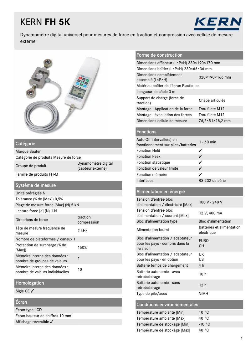 Imagen de la primera página del manual del dispositivo FH 5K