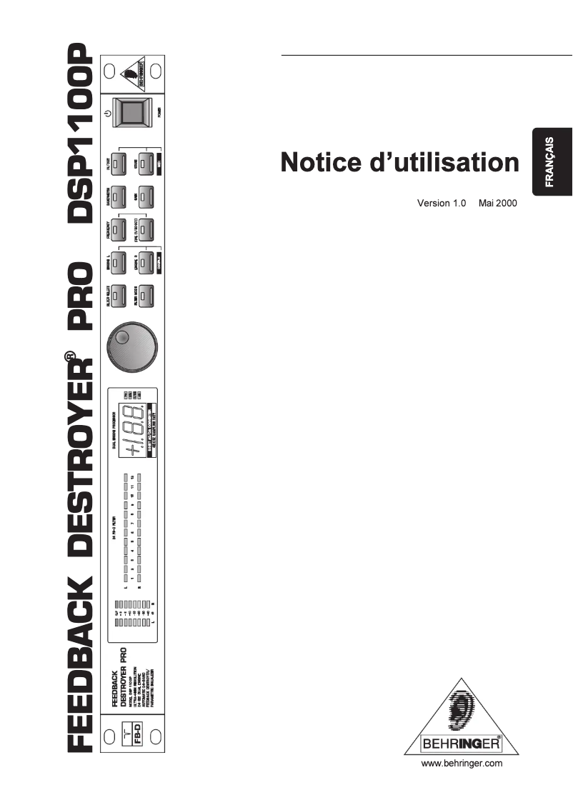Page 1 de la notice Manuel utilisateur Behringer Ultra-Drive Pro DSP1100P
